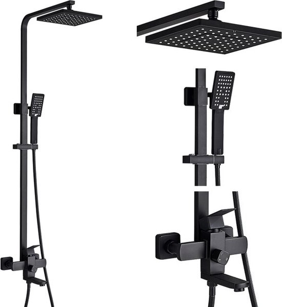 Luxe Doucheset Mat Zwart Douchekraan Glijstangset
