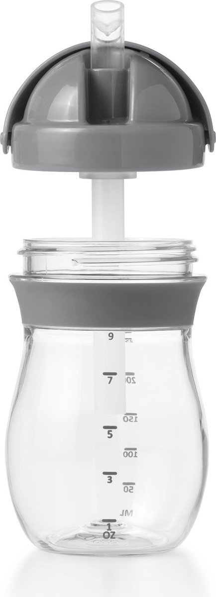 OXO Tot Transitions Rietjesbeker - Drinkbeker met rietje - Drinkbeker kinderen - Drinkbeker baby - Antilekbeker - 250 ml - Grey van OXO — afbeelding 2