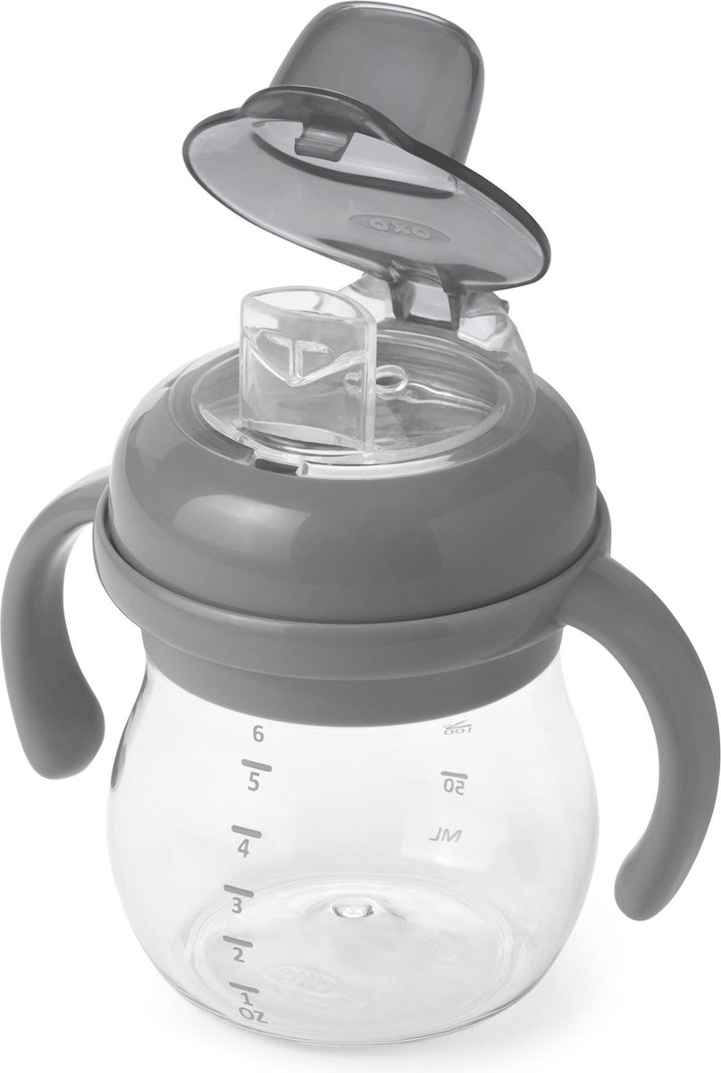 Goedkoopste OXO Tot Transitions Drinkbeker - Tuitbeker baby - Antilekbeker - Drinkbeker Baby- Drinkbekers -150ml met handvat - Grey