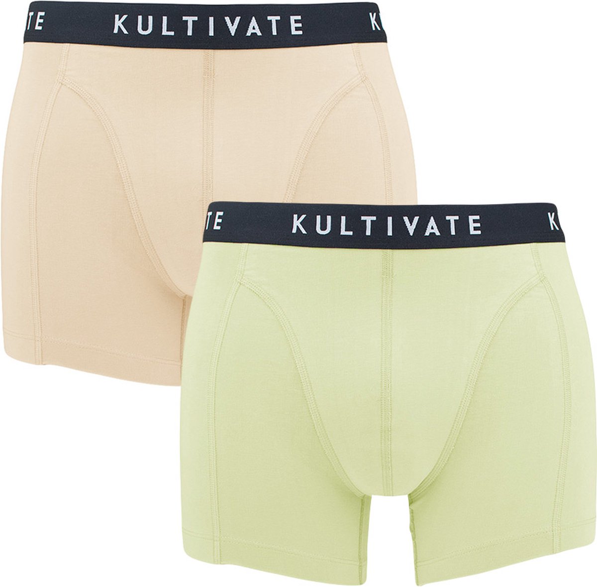 Kultivate basic 2P boxers groen & beige - L