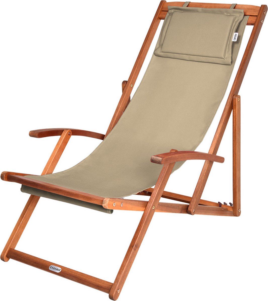 Casaria Ligstoel Acaciahout – Opvouwbaar tot 160kg – Beige