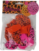 Ballonnen panter print - Oranje / Roze - Latex - 8 Stuks - Feest - Feestje - Party