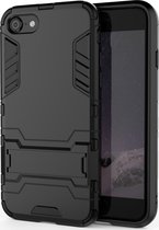 Mobigear Hoesje geschikt voor Apple iPhone SE (2022) Telefoonhoesje Hardcase | Mobigear Armor Stand Backcover Shockproof met Standaard | Schokbestendig iPhone SE (2022) Telefoonhoesje | Anti Shock Proof - Zwart