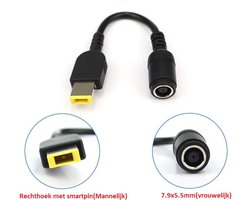 Verloopkabel geschikt voor Lenovo Thinkpad / Carbon X1 (7.9mm rond naar Rechthoek) Rectangle - 0B47046