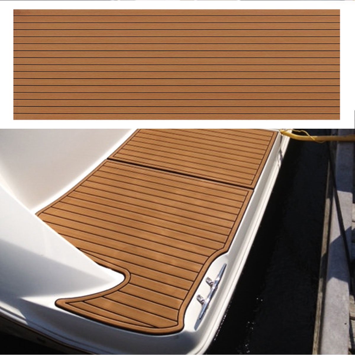 Decking Zelfklevende Bootmat - EVA Teak Foam Decking Mat - Teak Boten Vloerbedekking - Teakhouten Jachtvloeren - Teak Vloerbedekking Vloer - Wasbaar - 300x90x0.6cm - licht bruin