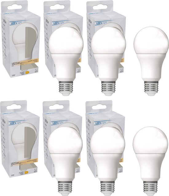 ProLong LED Lampen E27 - 13W (100W) - Warm wit - A60 Mat Peertje - 6 stuks