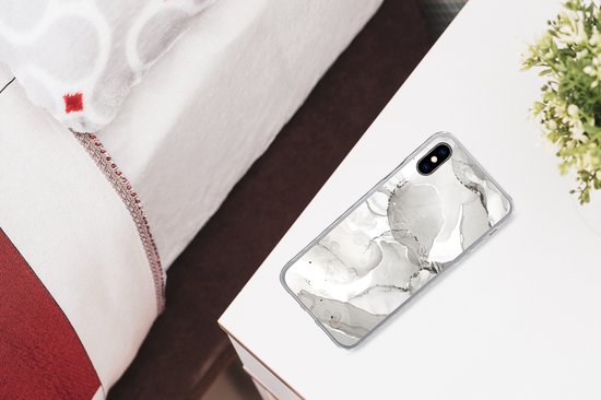 Coque iPhone Xs Max - Marbre - Grijs - Ligne - Coque en Siliconen