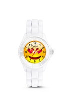 Colori 5-CLK129 Kinderhorloge - Smily Hartjes - 30 mm - Siliconen band - Verstelbaar van 15 t/m 19cm - Wit