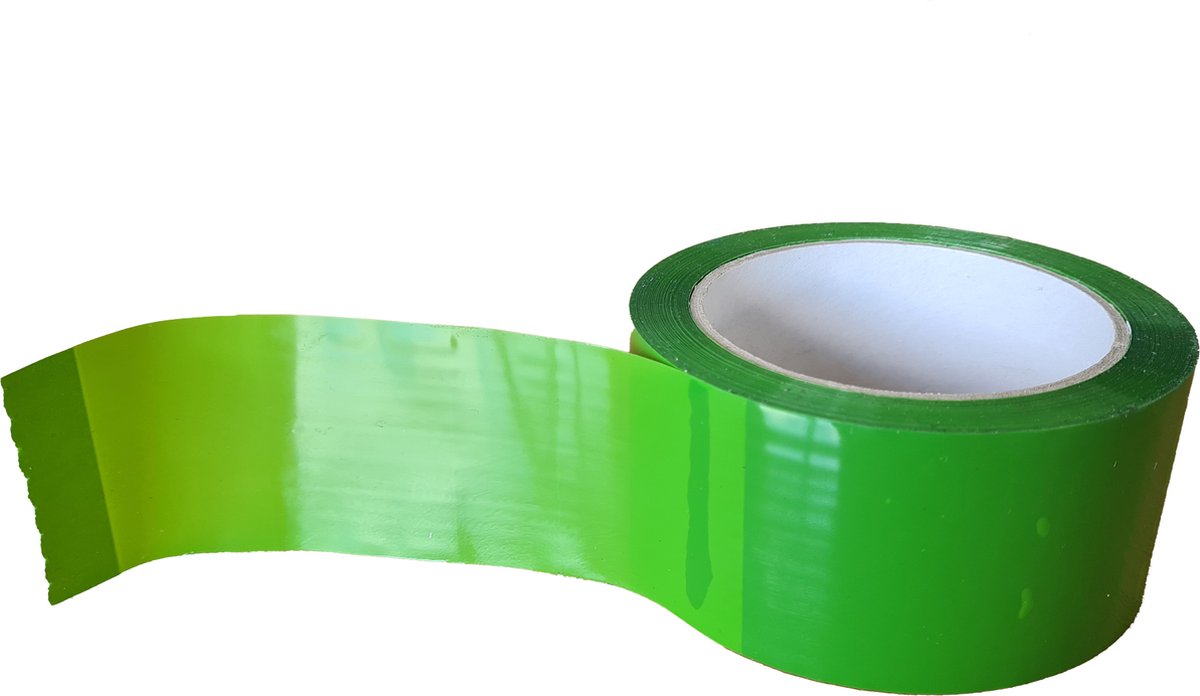 PP-acryl tape. Groen. 50mm x 66mtr. 6 rollen + Kortpack pen (020.0808)