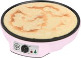 Bestron Crepe Maker voor crêpes met Ø 30cm, pannenkoekenmaker incl. deegverdeler & crêpeskeerder, met antiaanbaklaag & indicatielampje, 1000 Watt, Kleur: roze