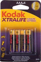 Kodak Xtralife AAA  batterijen 1,5V 4 stuks op blister