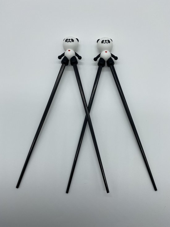 Eetstokje - chopstick child – 2 stuks -  Eetstokjes voor kinderen – pandabeer  - 22.5 cm – zwart/wit – chopstick – panda bear