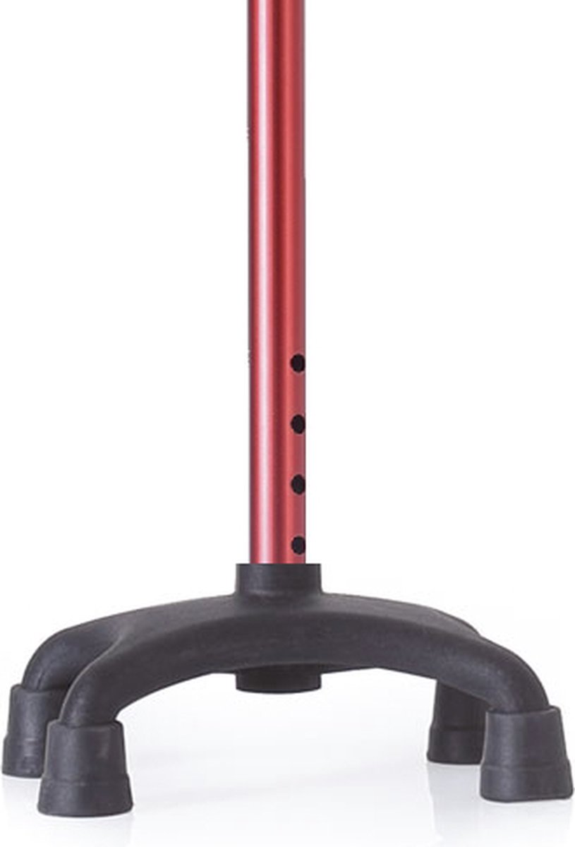 Moretti vierpoot wandelstok rood aluminium