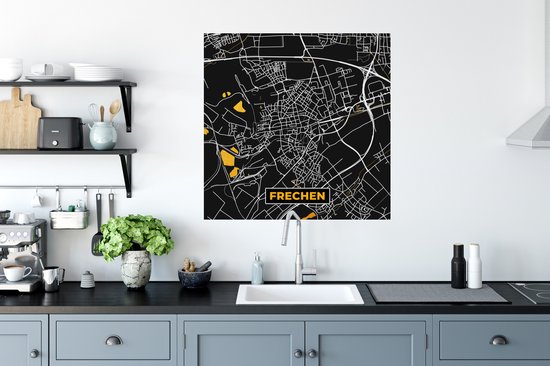 Stickers muraux - Or - Allemagne - Carte - Or - Plan de la ville - Carte - Frechen - 80x80 cm - Feuille adhésive