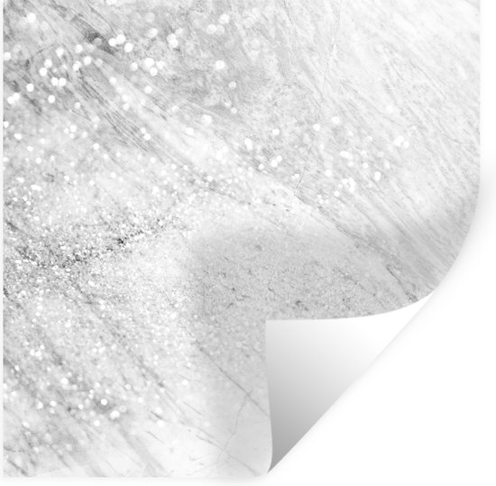 Muurstickers - Sticker Folie - Grijs glinsterend marmer met glimmende aderen - zwart wit - 50x50 cm - Plakfolie - Muurstickers Kinderkamer - Zelfklevend Behang - Zelfklevend behangpapier - Stickerfolie