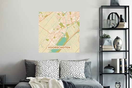Stickers Stickers muraux - Voorschoten - Plan de la ville - Carte - Vintage - Carte - 100x100 cm - Feuille adhésive XXL