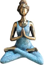 Yoga Beeldje - Vrouw - Turquoise & Brons - 24x13x16cm - Handgemaakt