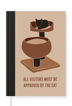 Cahier - Cahier d'écriture - Sorts - Tous les visiteurs doivent être approuvés par le chat - Citations - Chat - Lit pour chat - Cahier - Format A5 - Bloc-notes