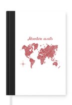 Notitieboek - Schrijfboek - Wereldkaart - Adventure - Kompas - Notitieboekje klein - A5 formaat - Schrijfblok
