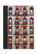 Notitieboek - Schrijfboek - Appartementencomplex in New York - Notitieboekje klein - A5 formaat - Schrijfblok