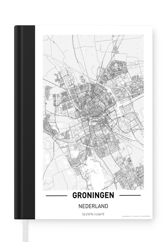 Notitieboek - Schrijfboek - Stadskaart Groningen - Notitieboekje klein - A5 formaat - Schrijfblok - Plattegrond