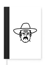 Notitieboek - Schrijfboek - Zwart-witte illustratie van een cowboy - Notitieboekje klein - A5 formaat - Schrijfblok