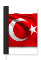 Notitieboek - Schrijfboek - Vlag van Turkije op een witte achtergrond - Notitieboekje klein - A5 formaat - Schrijfblok