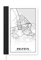 Notitieboek - Schrijfboek - Kaart - Delfzijl - Zwart - Wit - Notitieboekje klein - A5 formaat - Schrijfblok