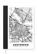 Notitieboek - Schrijfboek - Stadskaart - Amsterdam - Grijs - Wit - Notitieboekje - A5 formaat - Schrijfblok - Plattegrond