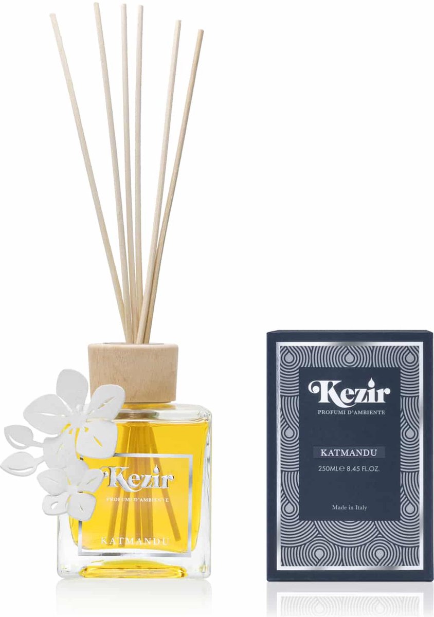 Kezir - Katmandu - Lotusbloem Decoratie - Italiaanse - natuurlijke parfum voor in huis - diffuser - 200 ml