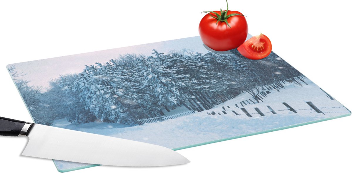Glazen Snijplank - 39x28 - Bos - Sneeuw - Winter - Snijplanken Glas