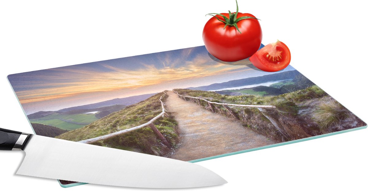 Glazen Snijplank - 28x20 - Bergen - Natuur - Pad - Snijplanken Glas
