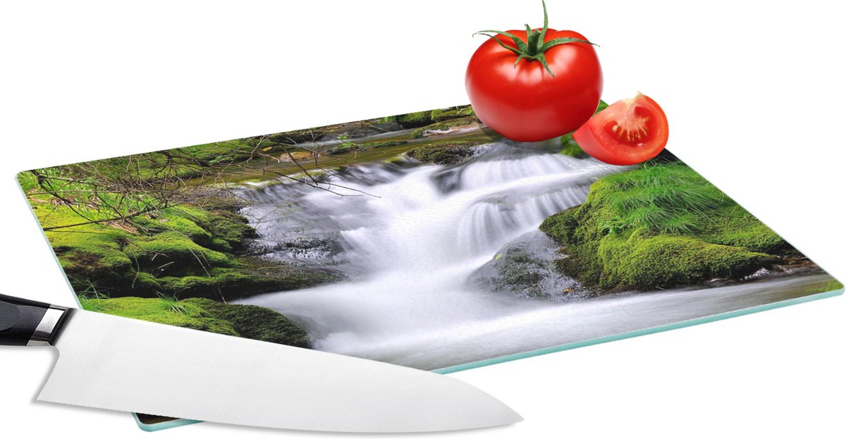 Glazen Snijplank - 28x20 - Water - Natuur - Waterval - Snijplanken Glas
