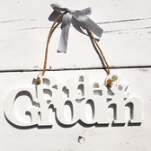 Houten letterbord Bride and Groom aan jute touw - bruid - bruidegom - bride - groom - wit - hout - decoratie