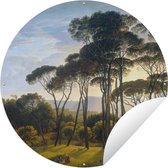Tuincirkel Italiaans landschap met parasoldennen - Kunst - Oude meesters - 150x150 cm - Ronde Tuinposter - Buiten