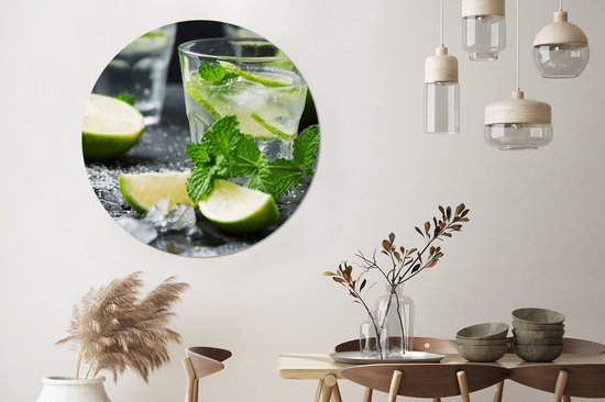 WallCircle - Wall Circle - Wall Circle Indoor - Boisson - Verre à Vin - Fruits - 120x120 cm - Décoration murale - Peintures Ronds XXL