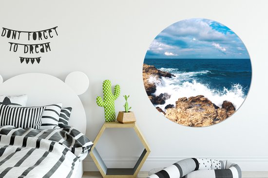 WallCircle - Cercle Mural - Cercle Mural - Mer - Rocher - Côte - Plage - Aluminium - Dibond - 140x140 cm - Intérieur et Extérieur