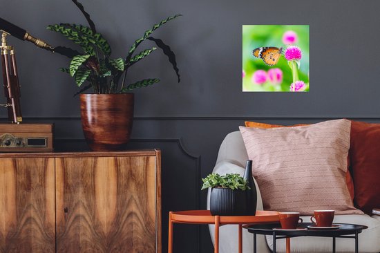 Muurstickers - Sticker Folie - Landelijk - Vlinder - Distel - Bloem - 30x30 cm - Plakfolie - Muurstickers Kinderkamer - Zelfklevend Behang - Zelfklevend behangpapier - Stickerfolie