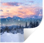 Muurstickers - Sticker Folie - Sneeuw - Lucht - Bos - Winter - 50x50 cm - Plakfolie - Muurstickers Kinderkamer - Zelfklevend Behang - Zelfklevend behangpapier - Stickerfolie