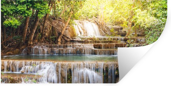 Muurstickers - Sticker Folie - Zon - Waterval - Landschap - 80x40 cm - Plakfolie - Muurstickers Kinderkamer - Zelfklevend Behang - Zelfklevend behangpapier - Stickerfolie