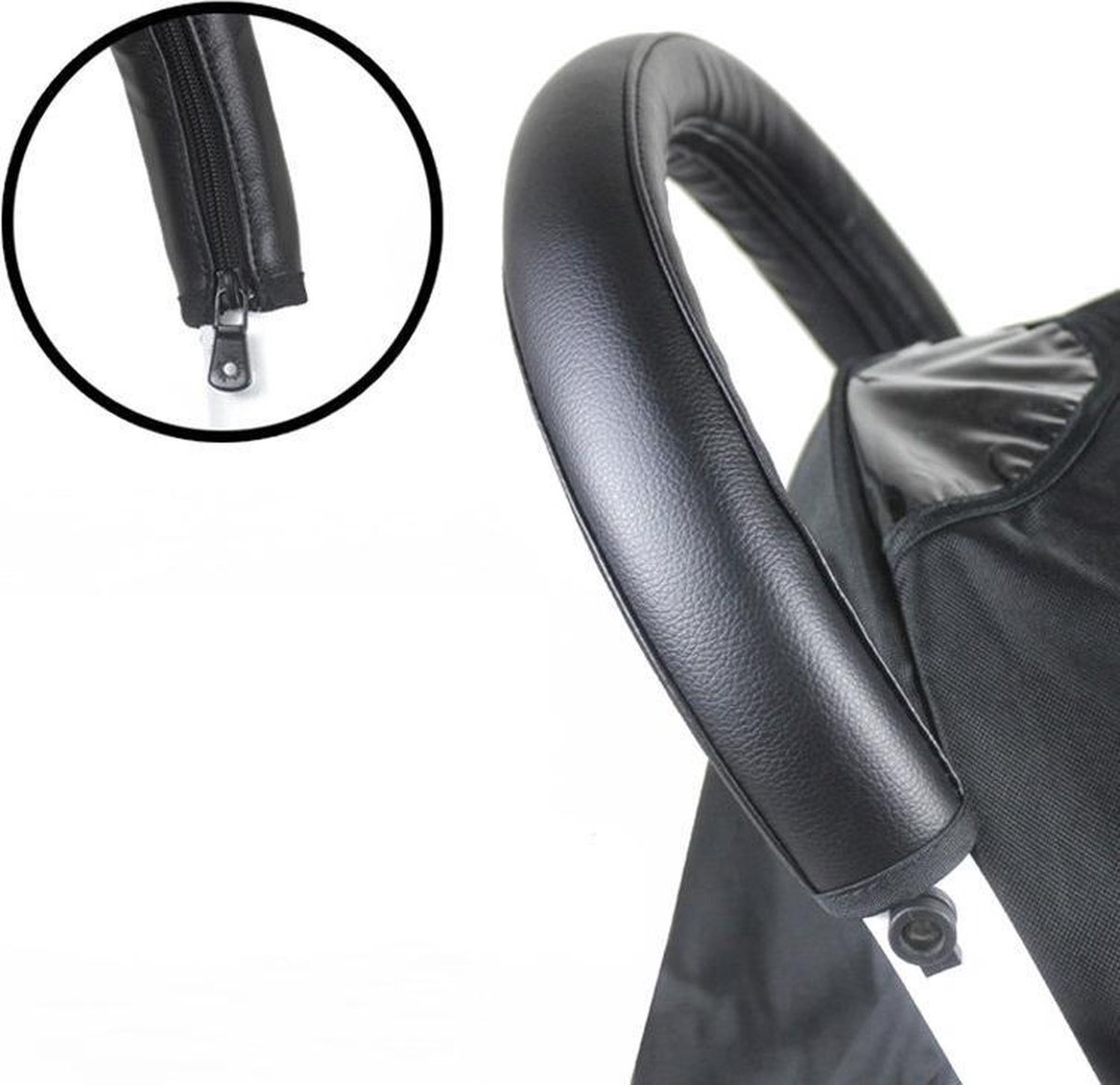 SY Goods - Kinderwagen handvat - bescherming - nep-leer - zwart