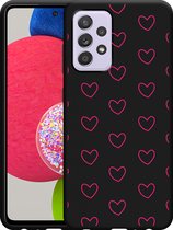 Galaxy A52/A52s Hoesje Zwart Kleine Hartjes - Designed by Cazy