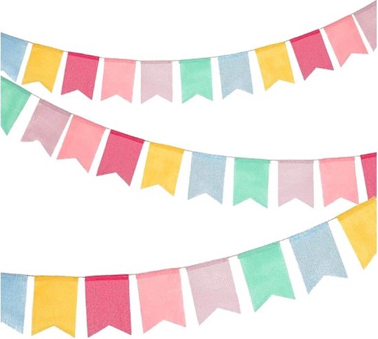 Jute Vlaggenlijn Zwaluwstaart Slinger Pastelkleuren Kinderfeestje jute-vlaggenlijn-zwaluwstaart-slinger-pastelkleuren-kinderfeestje