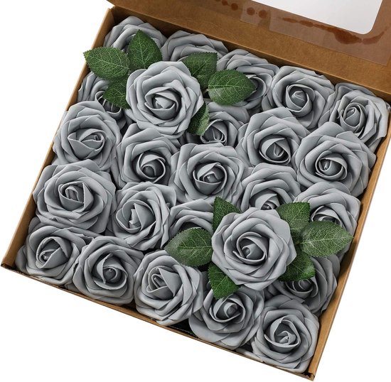Awtlife Kunstbloemen, 50 stuks, 15 kunstbladeren, voor doe-het-zelf boeketten, bruiloft, feest, babyshower, woondecoratie