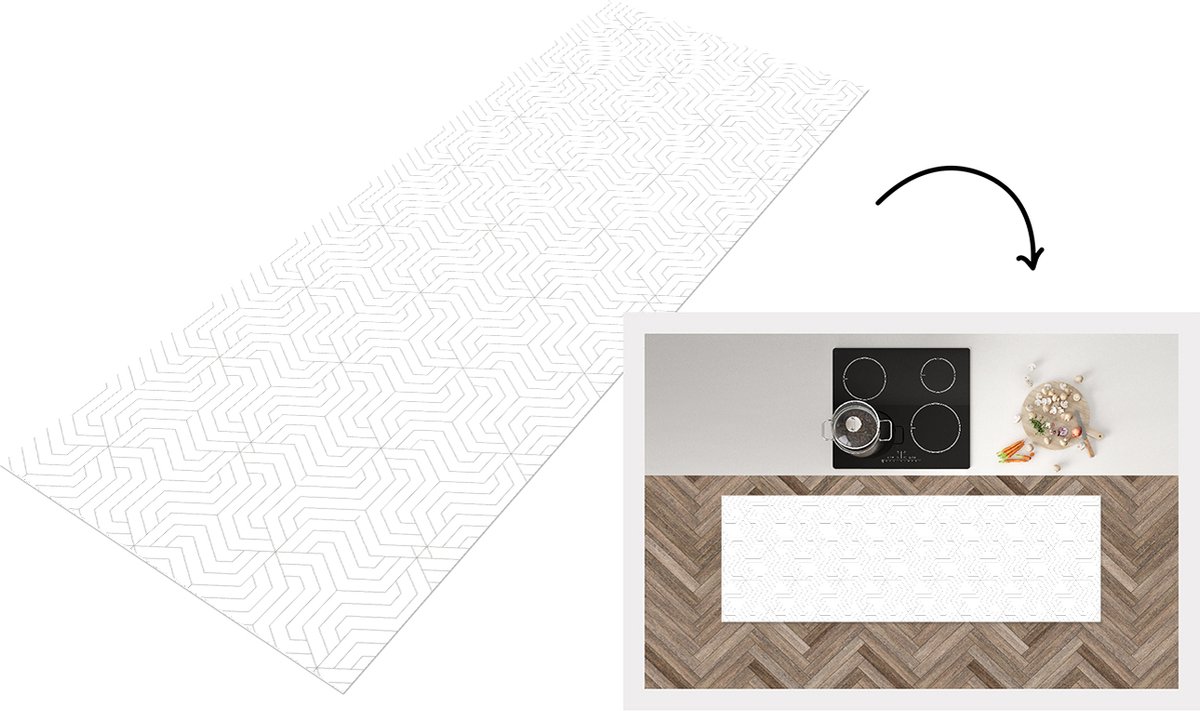 KitchenYeah Keukenloper - Loper keuken - Patroon - Lijn - Design - Kleur - 180x60 cm - Keukenloper vinyl Multicolor