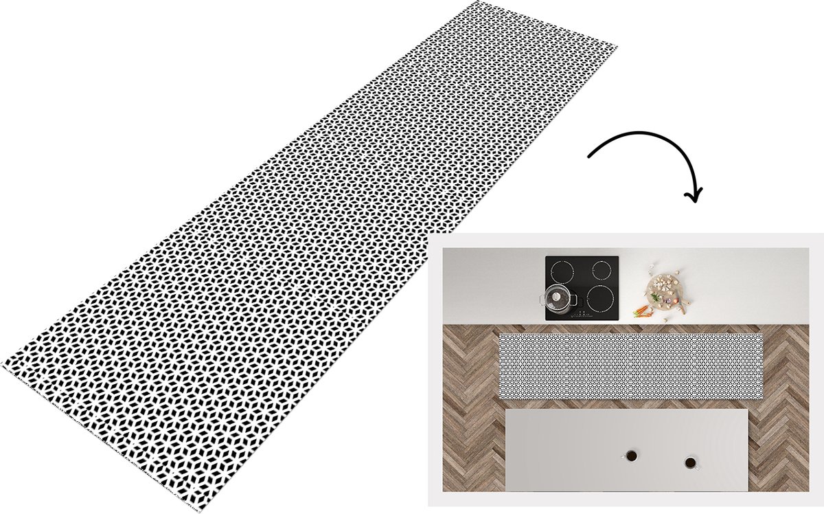 KitchenYeah Keukenloper - Loper keuken - Geometrie - Lijn - Abstract - Patroon - 200x50 cm - Keukenloper vinyl Multicolor