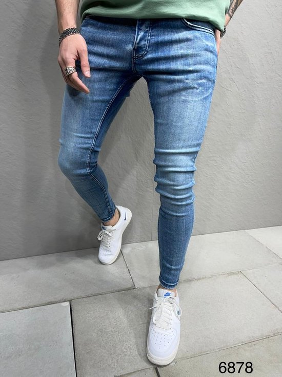 Mannen Stretchy Skinny Jeans Hole Slim Fit Denim Hoge Kwaliteit Super Skinny Jeans - W30