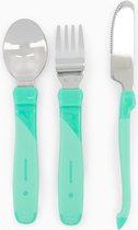 Twistshake Learn Cutlery Stainless, Peuter bestekset, Groen, Polypropyleen (PP), Thermoplastische elastomeer (TPE), Roestvrijstaal, Jongen/meisje, 1 jaar, 3 stuk(s)