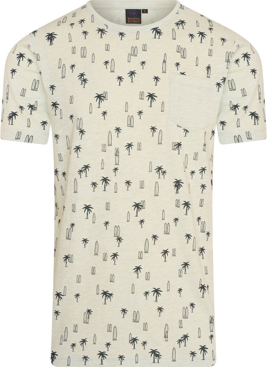 Mario Russo T-shirt - Lichtgroen - Surf Patroon - Zomershirt - XL