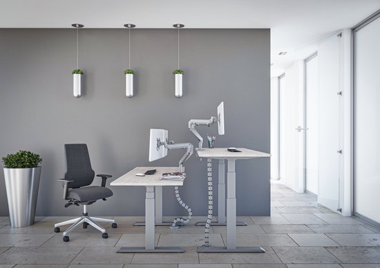 Tri-desk Premium | Elektrisch zit-sta bureau | Zwart onderstel | Logan eiken blad | 120 x 80 cm